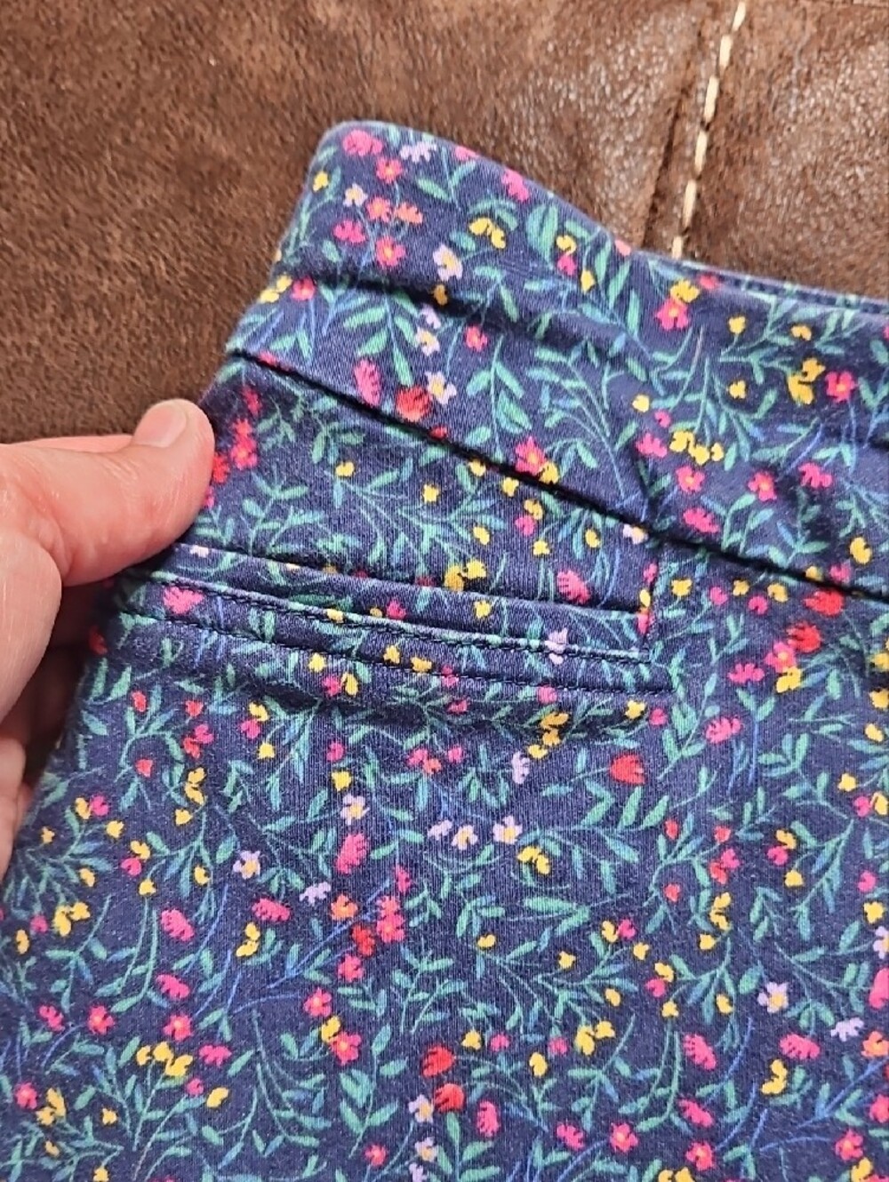 Croft & Barrow Effortless Stretch Blue Floral A-Line Women's Skort Shorts 14 - Picture 3 of 9